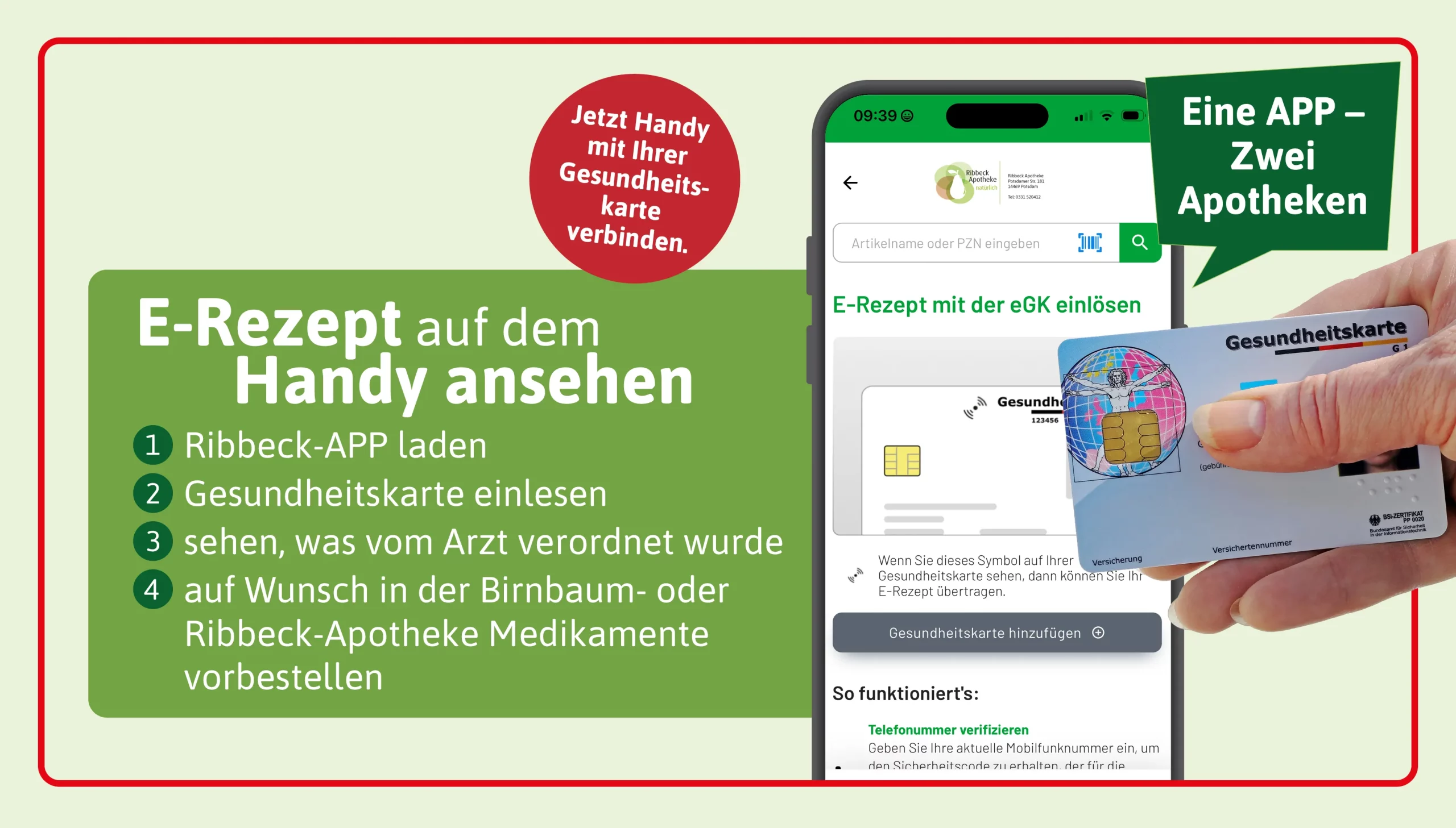 E-Rezept mit Handy ansehen und über Ribbeck APP Medikamente vorbestellen