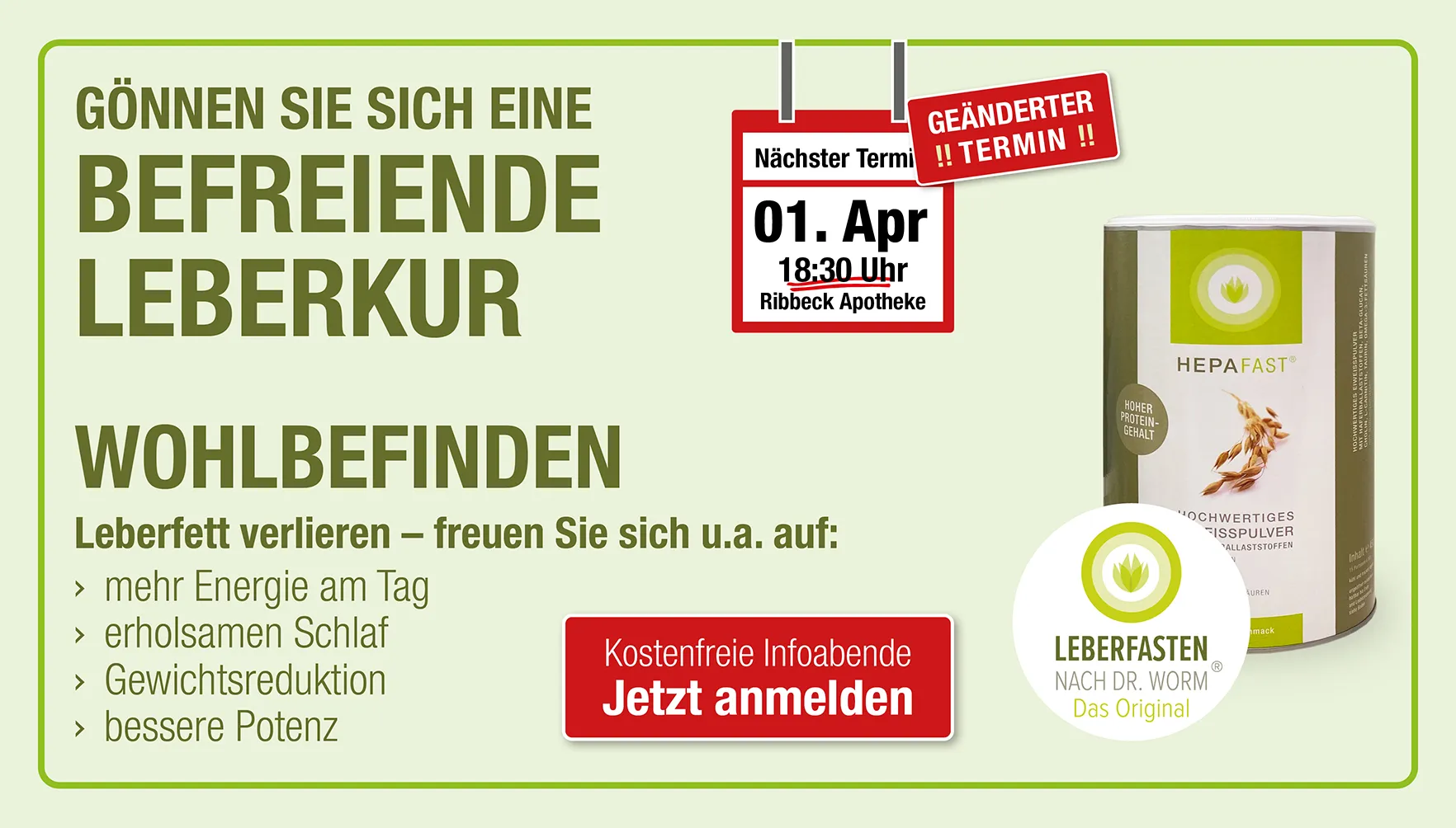 Leberfasten Infoabend am 01.04.2025 - 18:30 Uhr Ribbeck Apotheke
