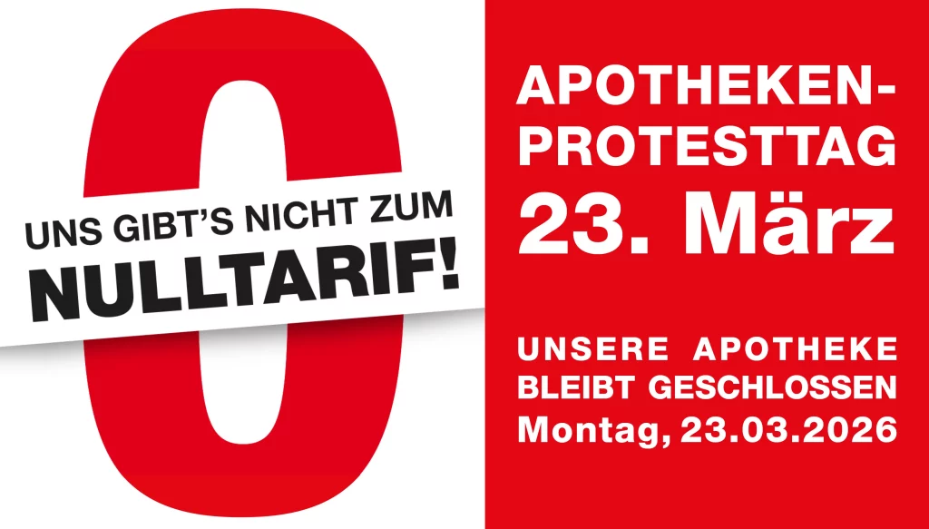 Apotheken Protesttag. Uns gibt'e nicht zum Nulltarif!