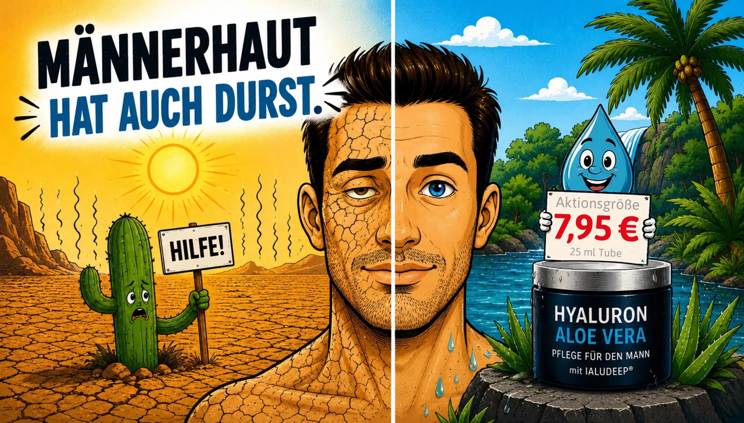Wirklich!!! Auch Männerhaut braucht Pflege. Z. B. Aloe Vera Pflege für den Mann. Fragen Sie gerne – wir sind für Sie da. Persönlich. Vor Ort.