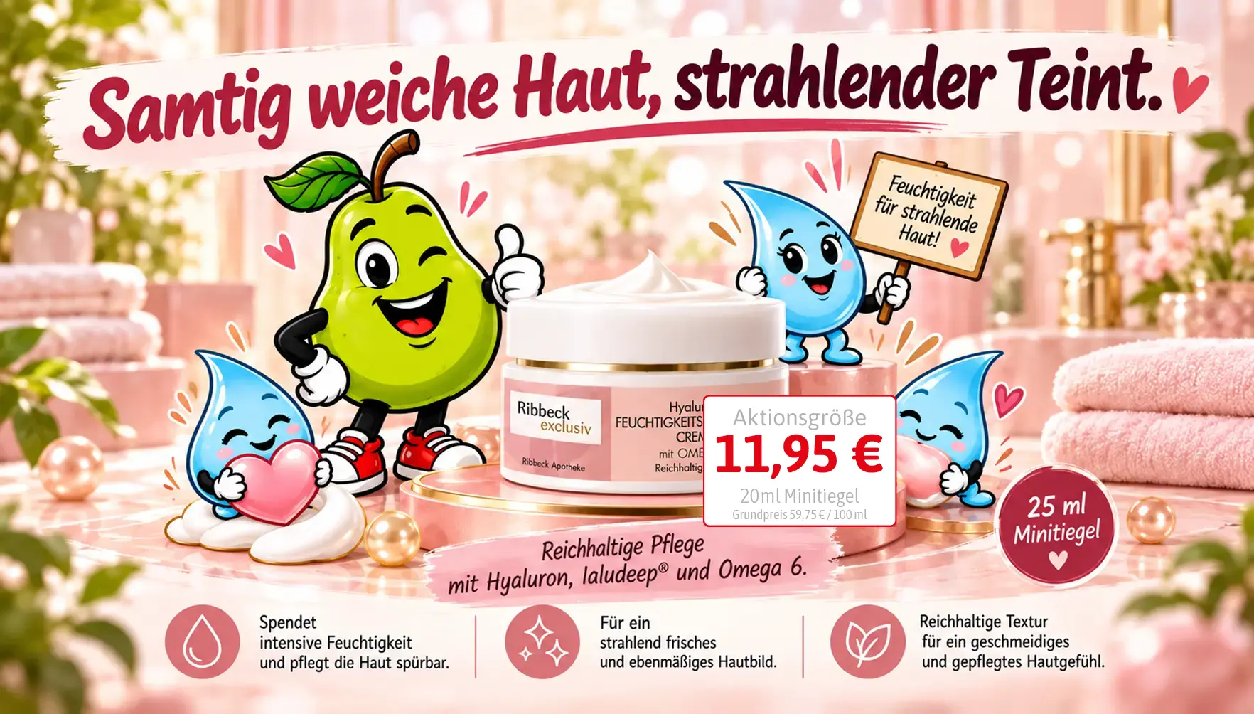 Kosmetik Angebot 2026 10 Hyaluron Feuchtigkeitsspendende Creme Samtig weiche Haut strahlender Teint